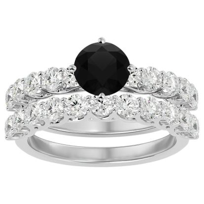 2 1/2 Carat Black Moissanite Bridal Set In 14 Karat White Gold