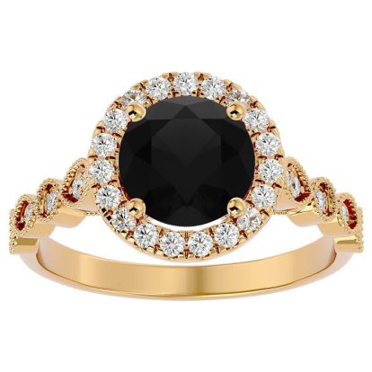 2 1/2 Carat Halo Black Moissanite Engagement Ring In 14 Karat Yellow Gold