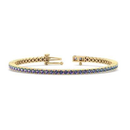 5 1/2 Carat Mystic Topaz Tennis Bracelet In 14 Karat Yellow Gold, 7 1/2 Inches
