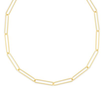 14 Karat Yellow Gold Wire Paperclip Chain Necklace, 18 Inches