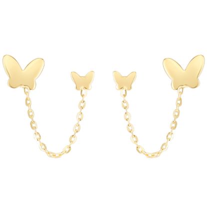 14 Karat Yellow Gold Double Pierced Butterfly Earrings