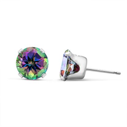 3 Carat Mystic Topaz Earrings In Sterling Silver, 8MM