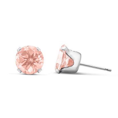 3 Carat Round Shape Morganite Earrings In Sterling Silver, 8MM