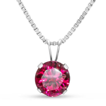 1 1/2 Carat Created Ruby Necklace In Sterling Silver, 8MM