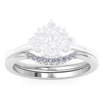 Moissanite Engagement Ring; 1/10 Carat Matching C Crown Moissanite Wedding Band Ring In 14 Karat White Gold