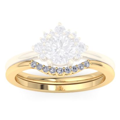 Moissanite Engagement Ring; 1/10 Carat Matching C Crown Moissanite Wedding Band Ring In 14 Karat Yellow Gold