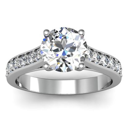 2 Carat Classic Engagement Ring With 1 1/2 Carat Center Diamond In 14K White Gold
