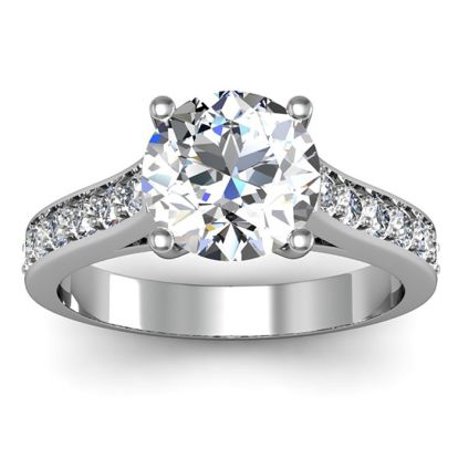 2 1/2 Carat Classic Engagement Ring With 2 Carat Center Diamond In 14K White Gold