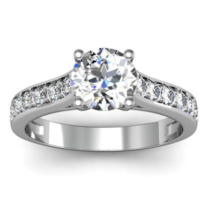 1 1/2 Carat Classic Engagement Ring With 1 Carat Center Diamond In 14K White Gold