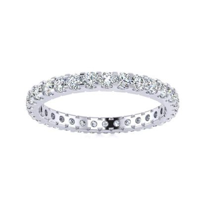 1 Carat Round Diamond Eternity Ring In 14 Karat White Gold, Ring Size 4.5
