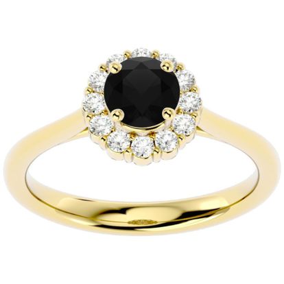 1 Carat Halo Black Moissanite Engagement Ring In 14 Karat Yellow Gold