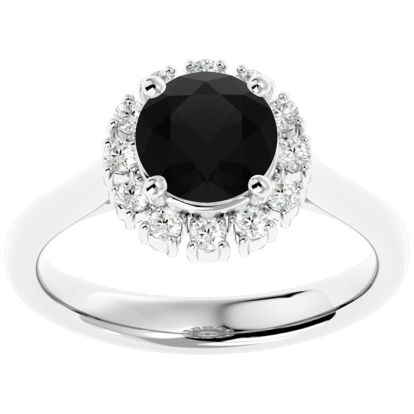 1 3/4 Carat Halo Black Moissanite Engagement Ring In 14 Karat White Gold