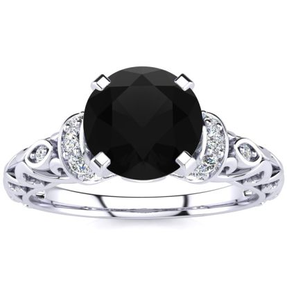 1 1/4 Carat Vintage Black Diamond Engagement Ring In 14 Karat White Gold