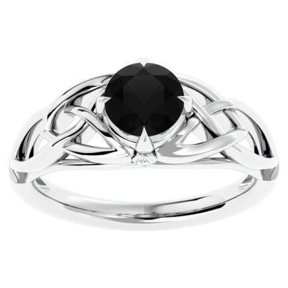 1 Carat Celtic Love Knot Black Diamond Engagement Ring In 14 Karat White Gold