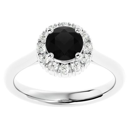 1 1/3 Carat Halo Black Diamond Engagement Ring In 14 Karat White Gold