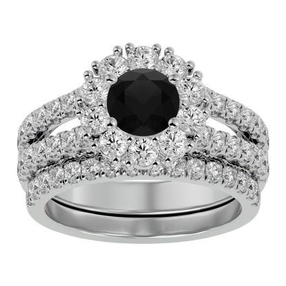 2 1/2 Carat Black Diamond Bridal Set In 14 Karat White Gold