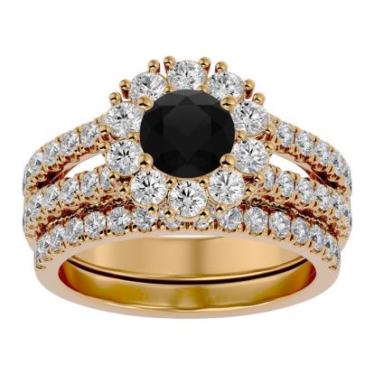 2 1/2 Carat Black Diamond Bridal Set In 14 Karat Yellow Gold