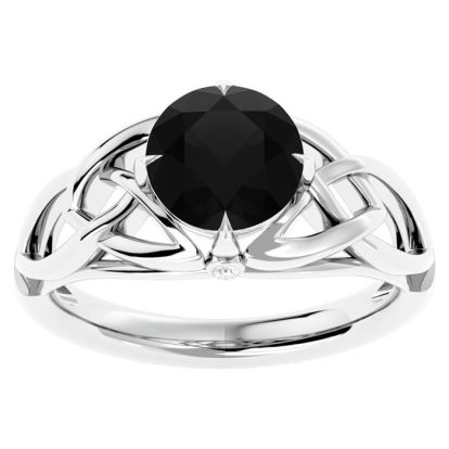 2 Carat Celtic Love Knot Black Diamond Engagement Ring In 14 Karat White Gold