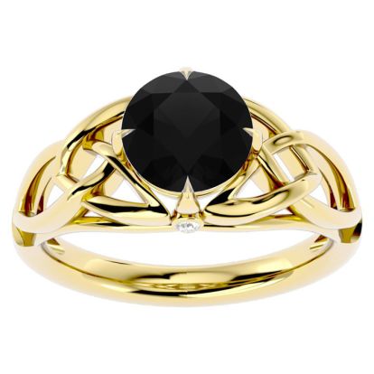2 Carat Celtic Love Knot Black Diamond Engagement Ring In 14 Karat Yellow Gold