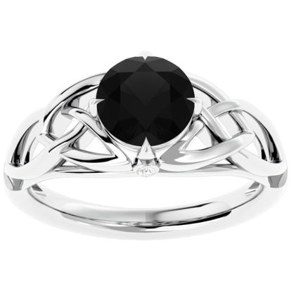 1 1/2 Carat Celtic Love Knot Black Diamond Engagement Ring In 14 Karat White Gold
