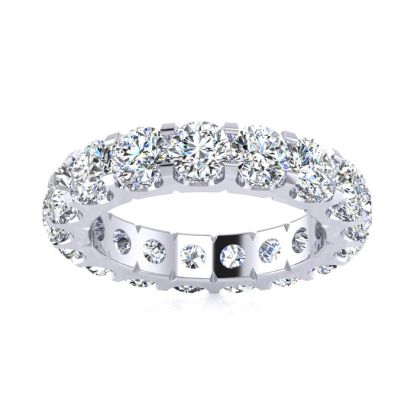 4 Carat Round Diamond Eternity Ring In 14 Karat White Gold, Ring Size 4