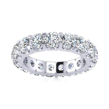 4 Carat Round Diamond Eternity Ring In 14 Karat White Gold, Ring Size 4