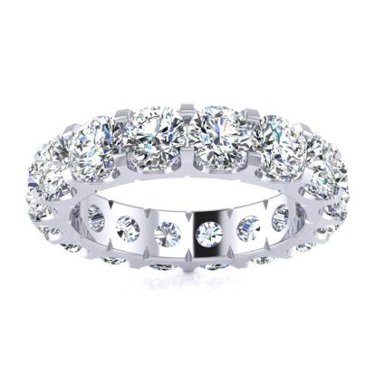5 Carat Round Diamond Eternity Ring In Platinum, Ring Size 4