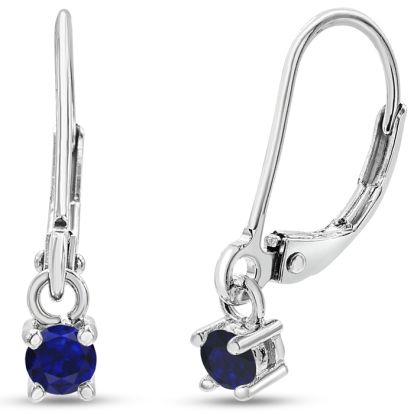 1/5 Carat Created Sapphire Leverback Earrings In Sterling Silver, 1/2 Inch