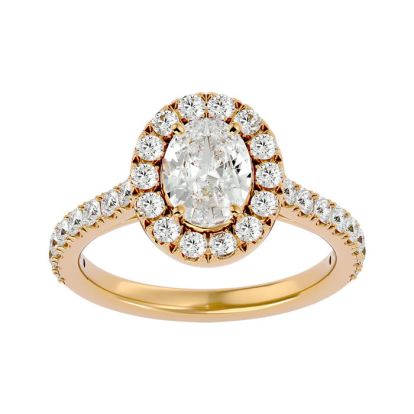 1 3/4 Carat Oval Shape Halo Lab grown Diamond Engagement Ring In 14 Karat Yellow Gold