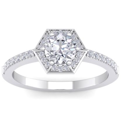 1 Carat Halo Lab Grown Diamond Engagement Ring In 14 Karat White Gold