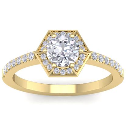 1 Carat Halo Lab Grown Diamond Engagement Ring In 14 Karat Yellow Gold