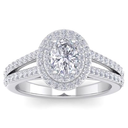 1 3/4 Carat Oval Shape Lab Grown Diamond Ring In 14 Karat White Gold