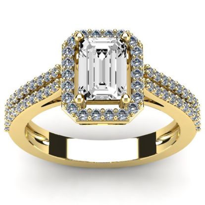 1 1/2 Carat Halo Lab Grown Diamond Ring In 14 Karat Yellow Gold