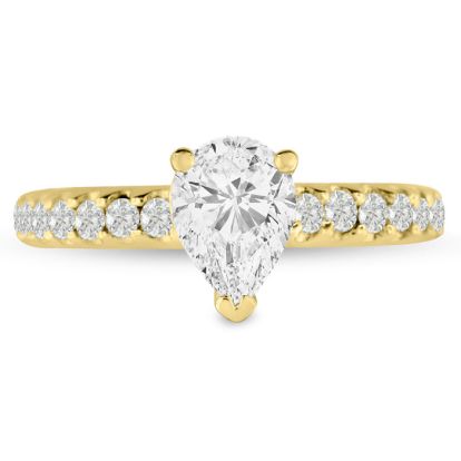 1 Carat Pear Shape Lab Grown Diamond Engagement Ring In 14 Karat Yellow Gold 