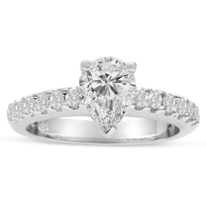 1 Carat Pear Shape Lab Grown Diamond Engagement Ring In 14 Karat White Gold 