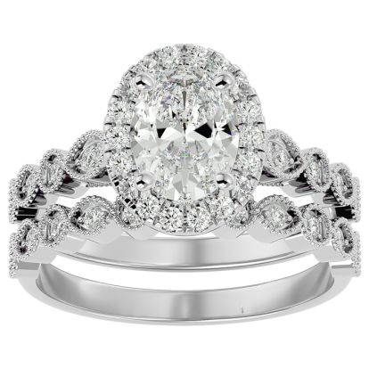 2 Carat Oval Shape Lab Grown Diamond Bridal Set In 14 Karat White Gold