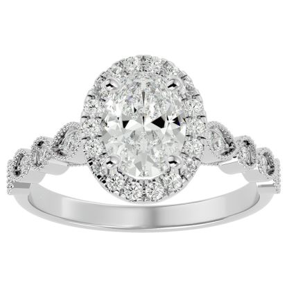 1 3/4 Carat Oval Shape Lab Grown Diamond Engagement Ring In 14 Karat White Gold