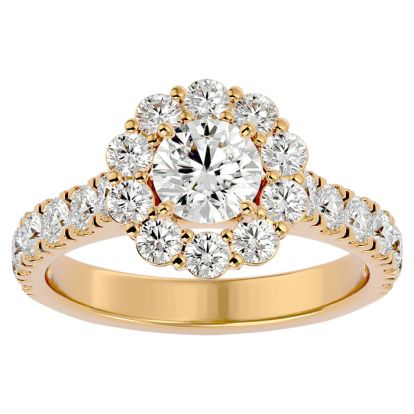 2 Carat Halo Lab Grown Diamond Engagement Ring In 14 Karat Yellow Gold