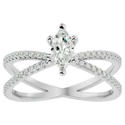 3/4 Carat Marquise Shape Lab Grown Diamond Engagement Ring In 14 Karat White Gold