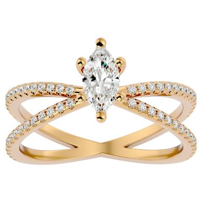 3/4 Carat Marquise Shape Lab Grown Diamond Engagement Ring In 14 Karat Yellow Gold