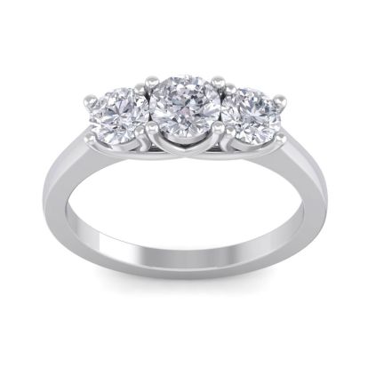 1 1/2 Carat Three Lab Grown Diamond Ring In 14 Karat White Gold