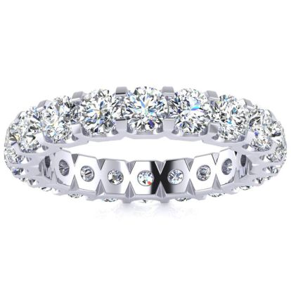 3 Carat Round Lab Grown Diamond Eternity Ring In Platinum, Ring Size 8.5
