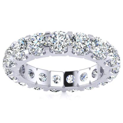 4 Carat Round Lab Grown Diamond Eternity Ring In Platinum, Ring Size 4.5