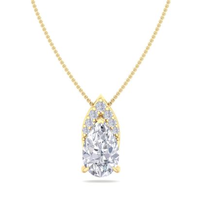 7/8 Carat Pear Shape Diamond Necklace In 14 Karat Yellow Gold, 18 Inches