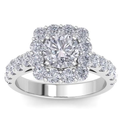 2 1/2 Carat Halo Lab Grown Diamond Engagement Ring In 14K White Gold