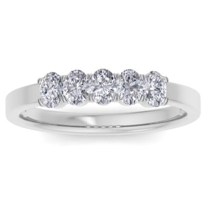 1/2 Carat Oval Diamond Band Ring In 14 Karat White Gold