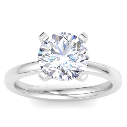 3 Carat Round Lab Grown Diamond Solitaire Engagement Ring In 14K White Gold