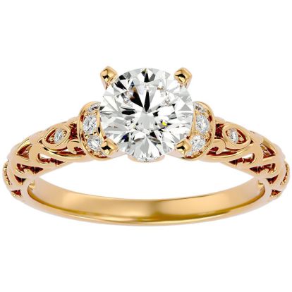 1 3/4 Carat Vintage Lab Grown Diamond Engagement Ring In 14 Karat Yellow Gold
