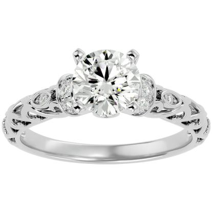 2 1/4 Carat Vintage Lab Grown Diamond Engagement Ring In 14 Karat White Gold