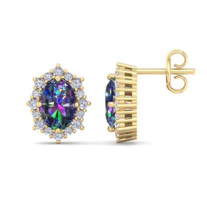 Mystic Topaz Earrings: 2 1/2 Carat Mystic Topaz and Diamond Earrings